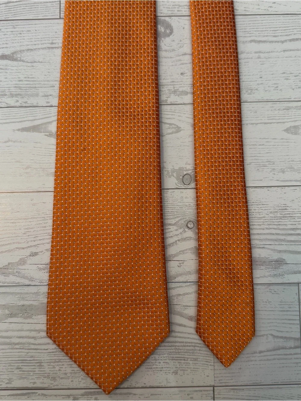 Giorgio Armani Silk Geometric Micro-Pattern Tie Orange